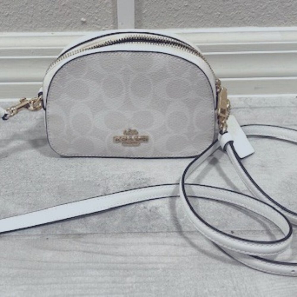Coach Mini Serena Crossbody in Chalk Glacier White Signature Canvas NEW